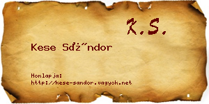 Kese Sándor névjegykártya